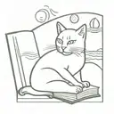 cats and books and beach tattoo design idea
