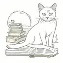 cats and books and beach tattoo design idea