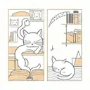cats and books and beach tattoo design idea