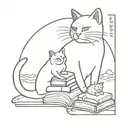 cats and books and beach tattoo design idea