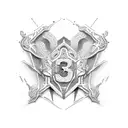 Number 3 formed by football laces tattoo design idea