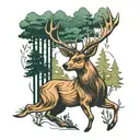 deer with forest tattoo design idea