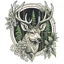 deer with forest tattoo design idea