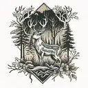 deer with forest tattoo design idea