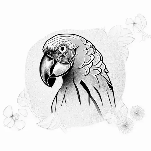 Grey African Parrot tattoo design idea