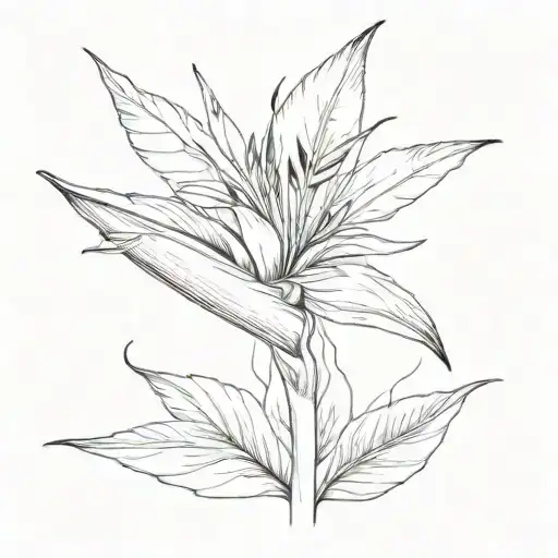 bird of paradise flower tattoo design idea