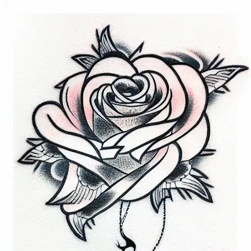 burning rose tattoo design idea