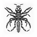 3/4 view of a metal scorpion on a techno celtic knot tattoo design idea