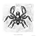 3/4 view of a metal scorpion on a techno celtic knot tattoo design idea