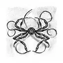 3/4 view of a metal scorpion on a techno celtic knot tattoo design idea