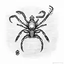 3/4 view of a metal scorpion on a techno celtic knot tattoo design idea
