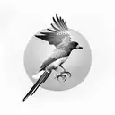 Australian Magpie flying symmetrical tattoo design idea