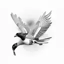 Australian Magpie flying symmetrical tattoo design idea