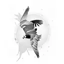 Australian Magpie flying symmetrical tattoo design idea