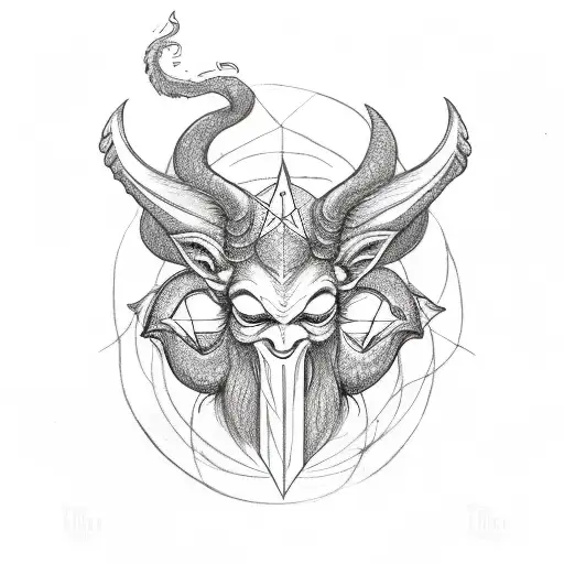 baby baphomet on the pentagram tattoo design idea