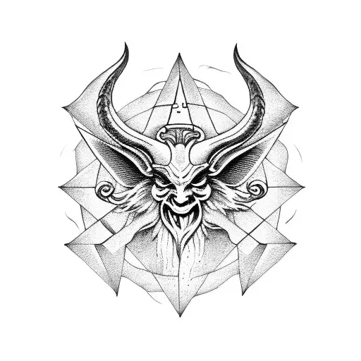 chibi baphomet on the pentagram tattoo design idea