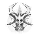chibi baphomet on the pentagram tattoo design idea