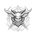 chibi baphomet on the pentagram tattoo design idea