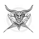 chibi-baphomet on the pentagram tattoo design idea