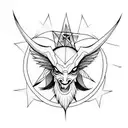 chibi-baphomet on the pentagram tattoo design idea