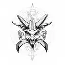 chibi-baphomet on the pentagram tattoo design idea