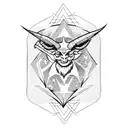 chibi-baphomet on the pentagram tattoo design idea