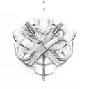 Infinity Symbol, cross, horseshoe, faith, feather and birds tattoo design idea