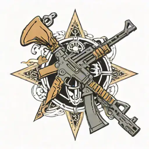 police commando VZ58 rifle crossed tattoo design idea