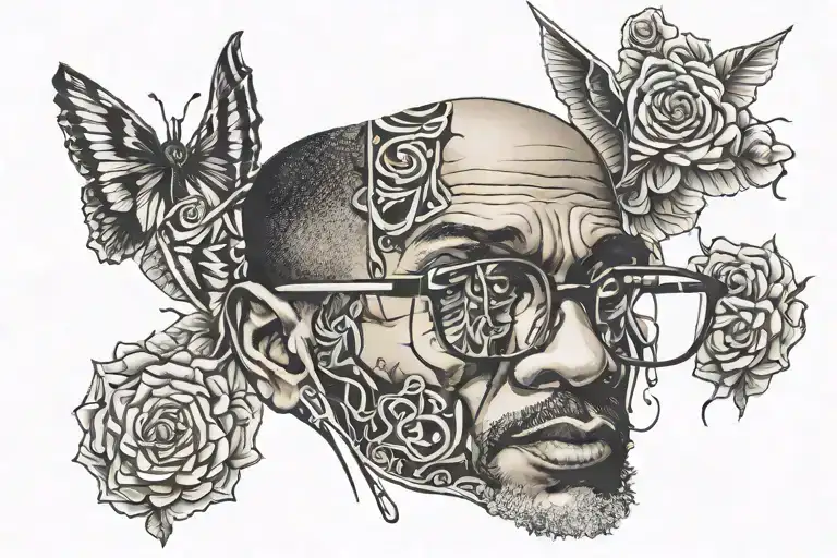 malcolm X glasses, semicolon incorporated tattoo design idea