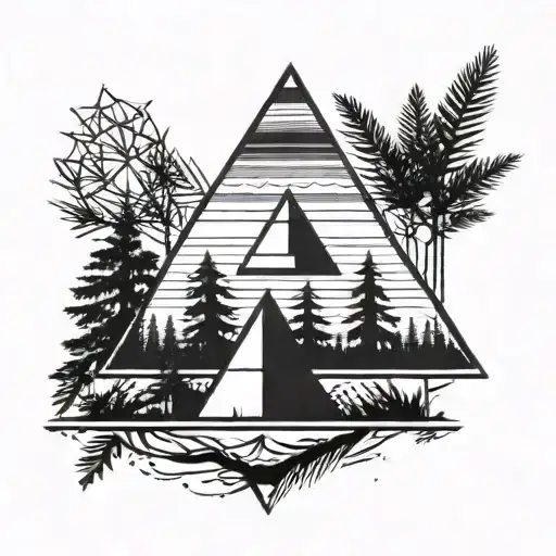 Vertical pines on the forearm, which are closer to the elbow, are rounded around the image of a pyramid  tattoo design idea