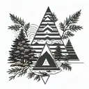 Vertical pines on the forearm, which are closer to the elbow, are rounded around the image of a pyramid  tattoo design idea