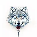 wolf holding a rose in the mouth  tattoo design idea