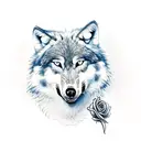 wolf holding a rose in the mouth  tattoo design idea
