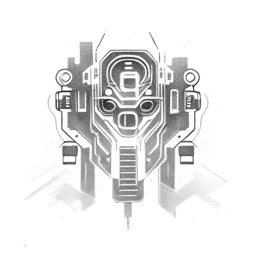 mechanical cyberpunk fire tattoo stencil  tattoo design idea