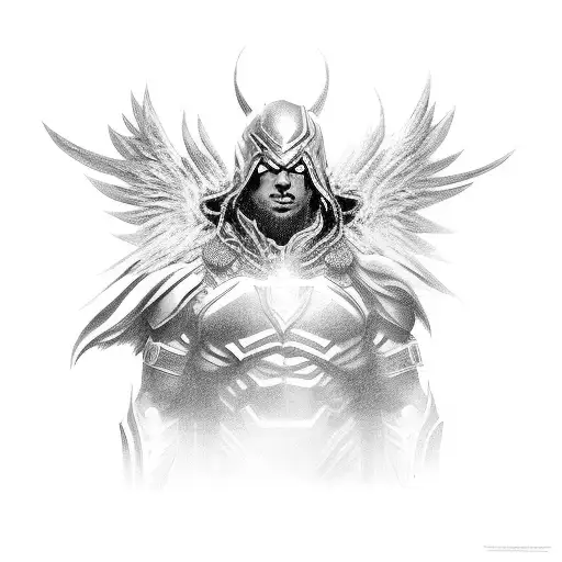 male dark guardian angel, not muscular tattoo design idea