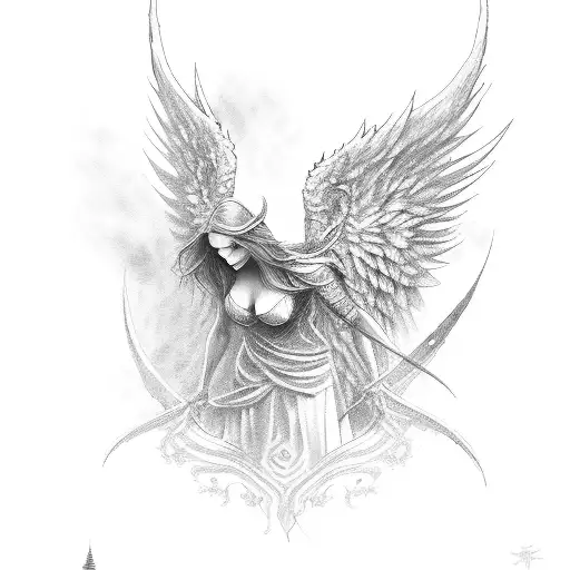 dark guardian angel  tattoo design idea