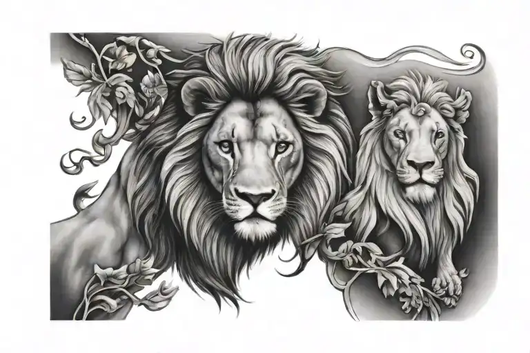 lion and lamb tattoo design idea