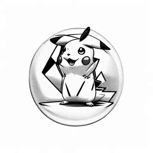 Pikachu resting on a mushroom  tattoo design idea