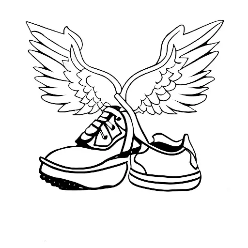 shoe with wings tattoo design idea