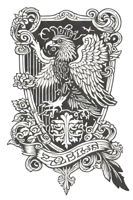 polish eagle Irish harp tattoo design idea