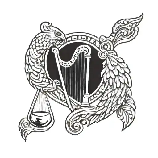 polish falcon Irish harp symbol tattoo design idea