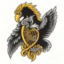 polish eagle Irish harp tattoo design idea