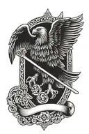 Irish harp polish eagle tattoo design idea