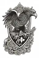 Irish harp polish eagle tattoo design idea