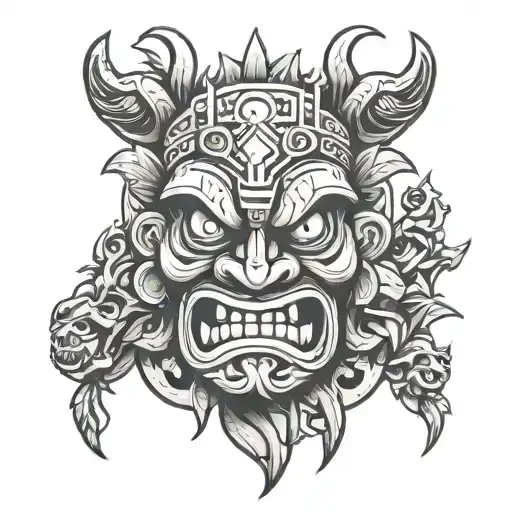 evil demonic totem pole tattoo design idea