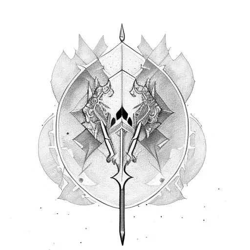 Sword cyber sigilism tattoo design idea