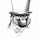 gorilla wearing a three piece suit, a top hat and smoking a cigar tattoo design idea
