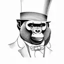 gorilla wearing a three piece suit, a top hat and smoking a cigar tattoo design idea