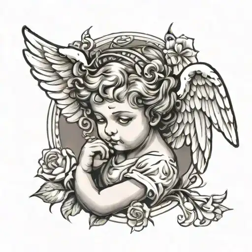 cherub angel tattoo design idea