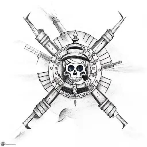 Lighthouse pirate ship sea monster tattoo design idea